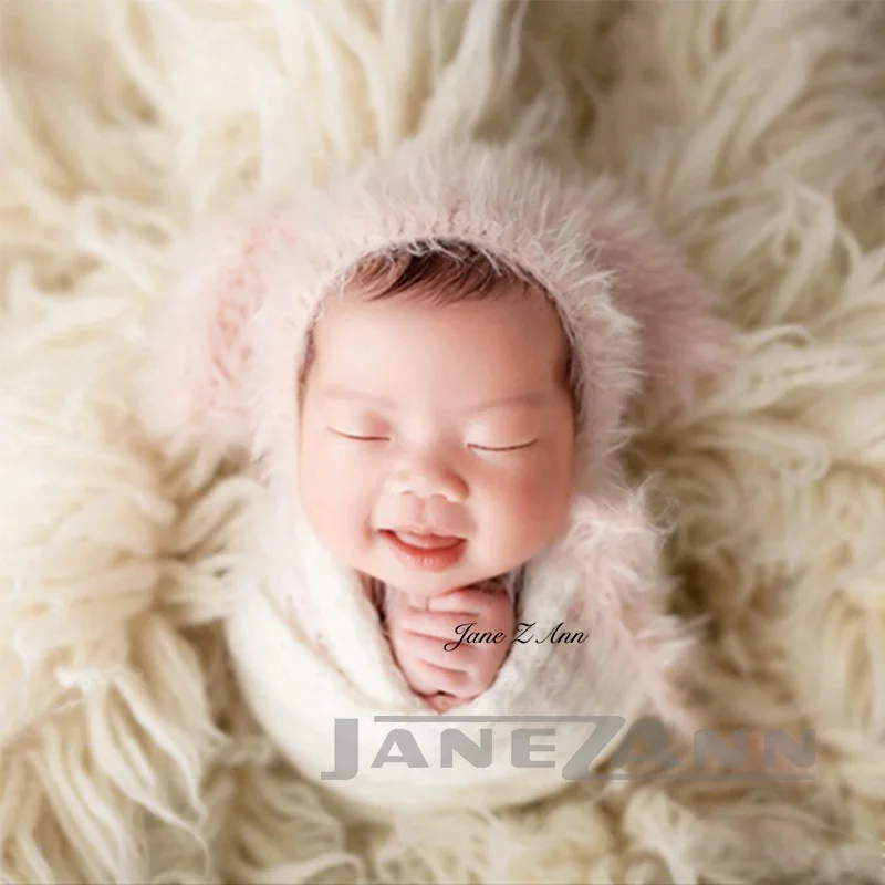 

Jane Z Ann Newborn baby photo props infant multi-color plush bunny rabbit hat studio shooting accessories