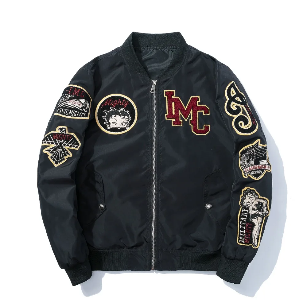 

2018 MA1 Men Winter Warm Embroidery Flight Tactical Bomber Jacket Male Embroidered autumnThin Coats Pilot Jacket