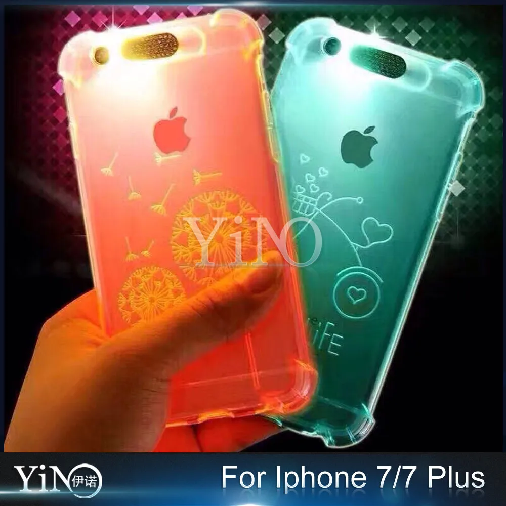 100pcs/lot Luxury Light Flash Silicone Candy Color Case For iPhone 5 5s SE 6 6s Plus 7/7 Capa Coque Fundas |