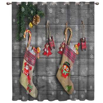 

Christmas stocking Boards Snowflakes Red Winter Trees Room Curtains Large Window Window Curtains Dark Bathroom Bedroom Curtain