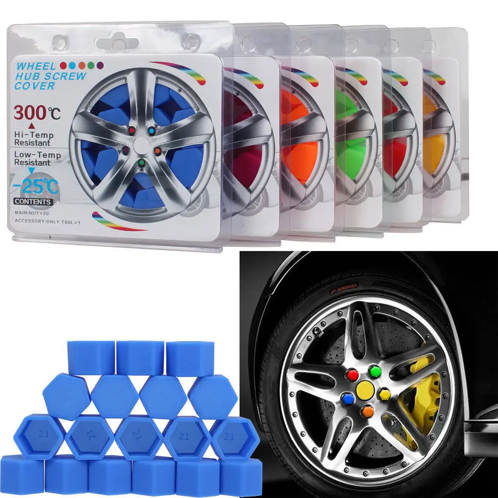 Car Styling 20pcs Silicone Wheel Nuts Covers Screw DUST Protective Caps