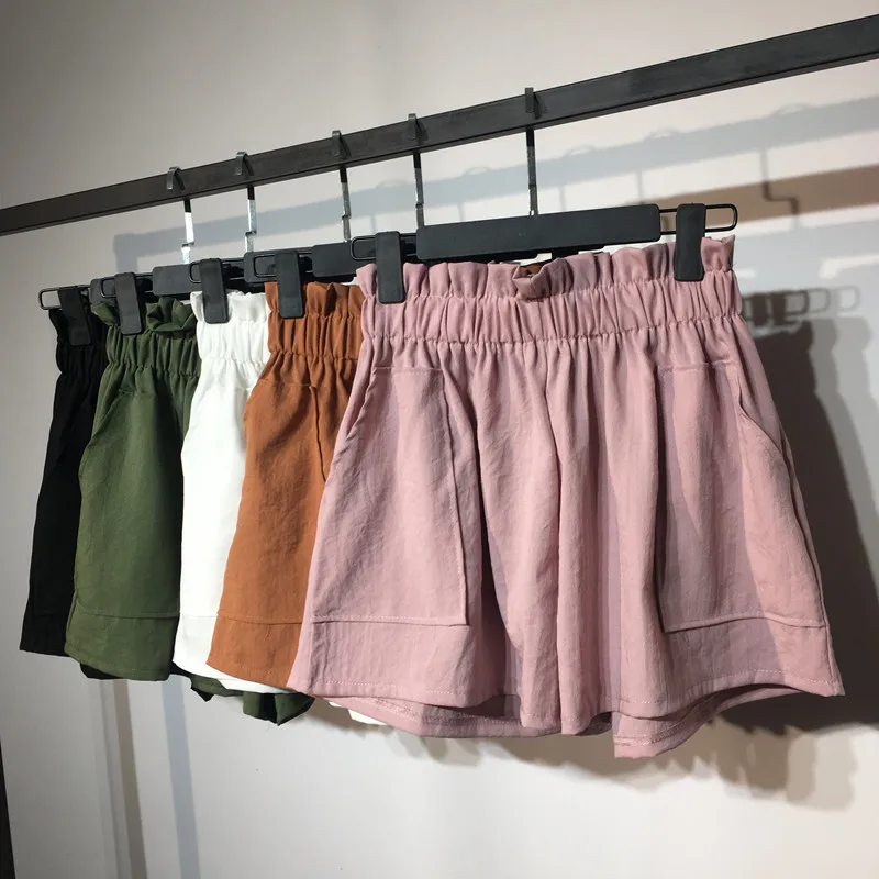 OHRYIYIE свободные летние шорты женские повседневные Мягкие однотонные шорты с эластичной резинкой на талии с карманами Boho короткие женские брюки