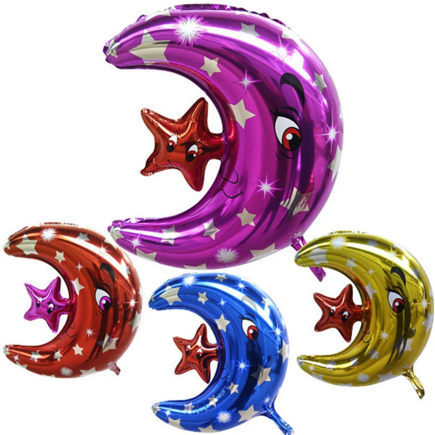 2 pc Moon Star Balloon Foil Helium Balloons Wedding Birthday Party Decorations Baby Shower balls Supplies 5Z | Дом и сад