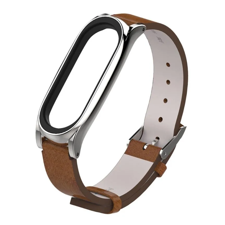 

New Fashion Watch Bands Soft Leather Wrist Watch Band Metal Buckle Watch Strap Bracelet For XIAOMI MI Band 3