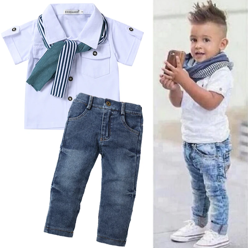 

Children Clothing 2020 Toddler Baby Boys Clothes Summer T-shirt+Jeans Sports Suits For Boys Kids Clothes Tracksuit 2 5 6 7 Year