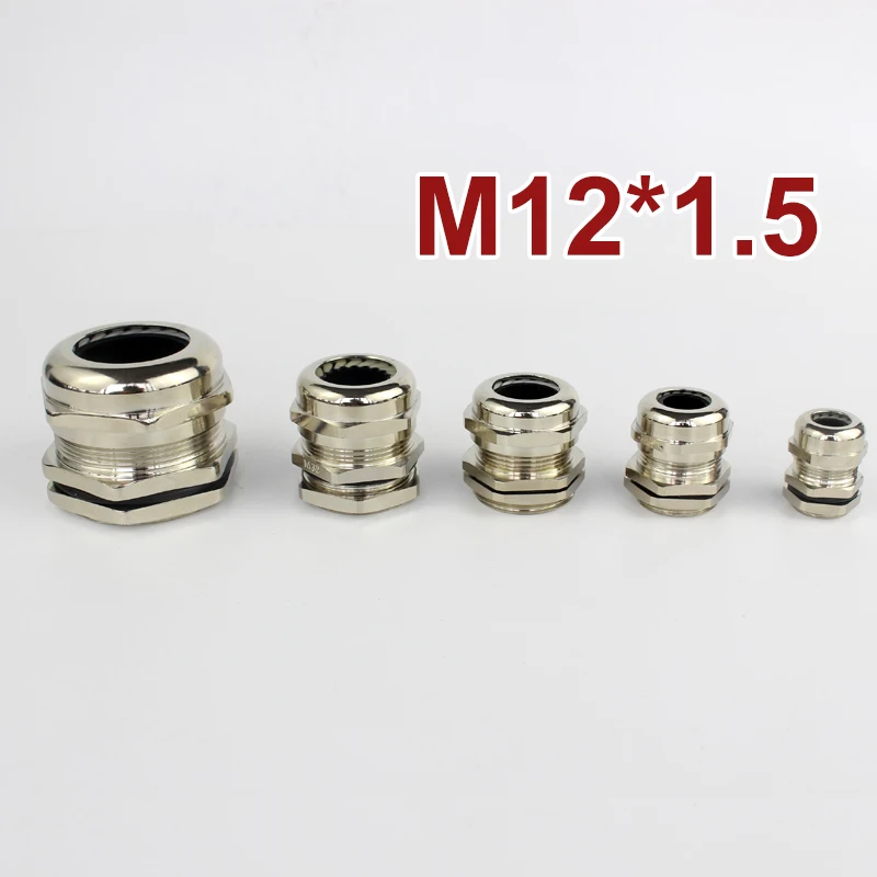

1 piece M12*1.5 Nickel Brass Metal IP68 Waterproof Cable Glands Connector Suitable for 3-6.5mm