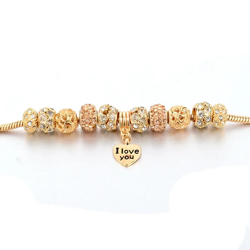MELIHE золотые талисманы браслет в форме сердца женские хрустальные бисерные браслеты ювелирные изделия для женщин SBR150075