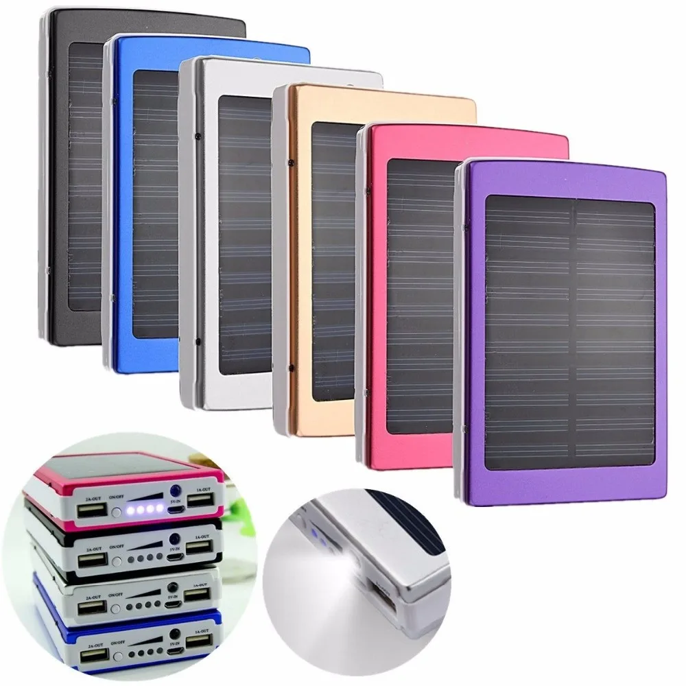 Солнечный внешний аккумулятор, водонепроницаемый 50000 мАч, солнечное зарядное устройство, 2 usb порта, Внешнее зарядное устройство, внешний аккумулятор для смартфонов Xiaomi, светодиодный светильник
