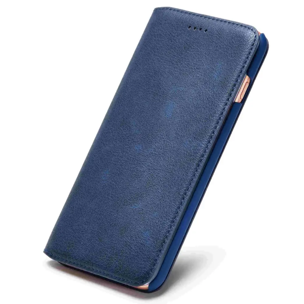 Musubo Роскошный кожаный чехол для телефона для iphone Xs Max X 7 Plus 6 6s ультра тонкий чехол s с отделением для карт флип для iphone 11 8 Plus - Цвет: c Blue