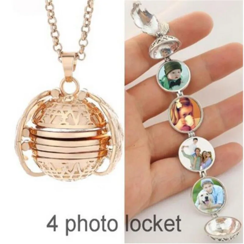 

Fashion 22mm Photo Box Necklace Memory Floating Locket Necklace Angel Wings Flash Image Cage Pendant Chain Necklace Love Gift