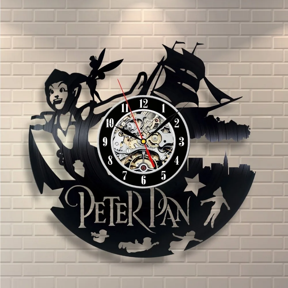 duvar saati Peter Pan Movie Vinyl Record Wall Clock wandklok Decorate