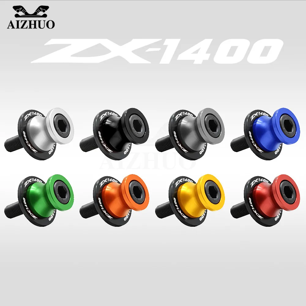 10MM Swingarm Sliders Spools Screws Stand LOGO For KAWASAKI Ninja ZX-14 zx-1400 ZX 1400 2006 2007 2008 2009 2010 2011