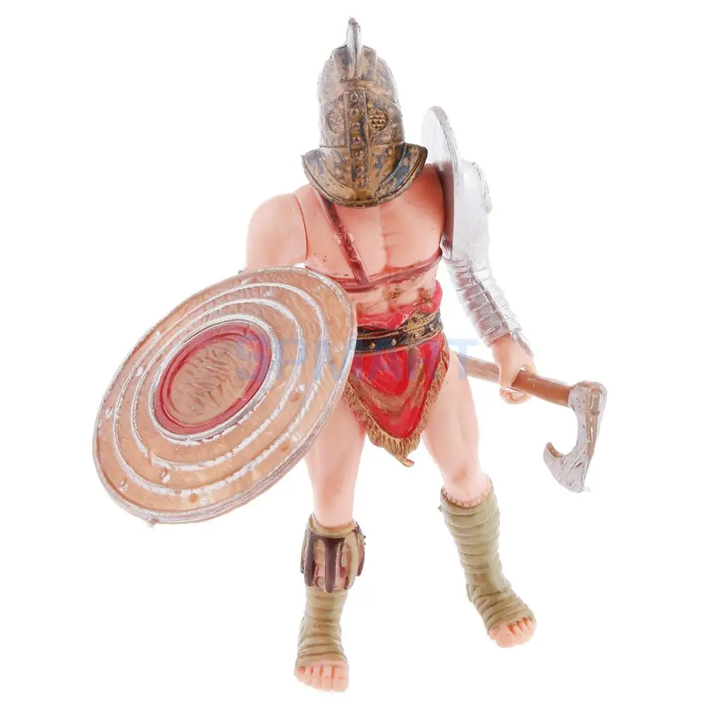6pcs Plastic Ancient Roman Gladiator Warriors Medieval Soldier Action Figures Model Military Playset DIY Scenes Kids Adult