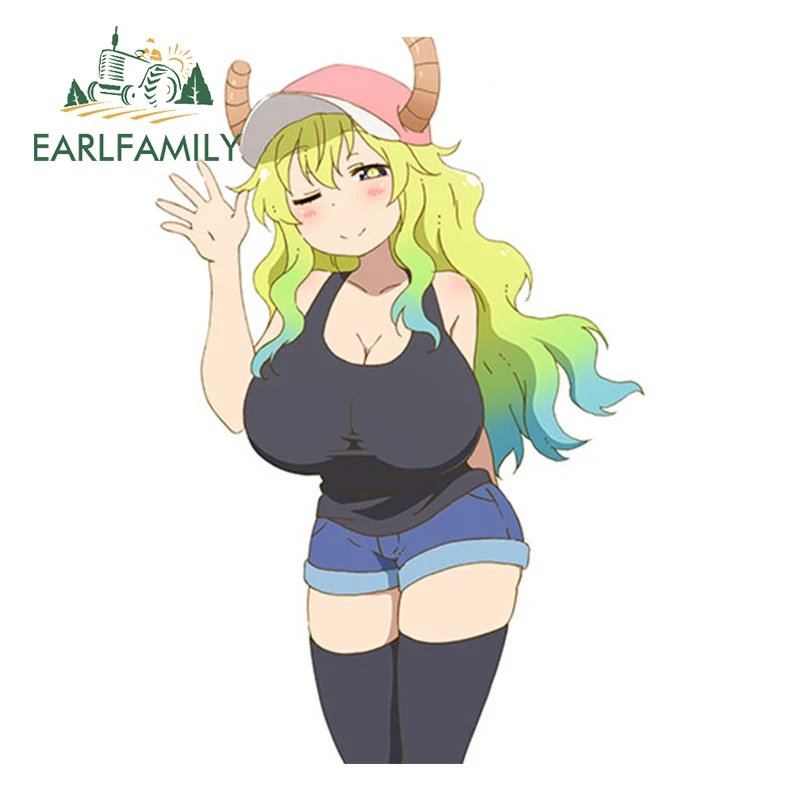 

EARLFAMILY 13cm x 8.92cm Sexy Girl Car Sticker Kobayashi-san Chi no Maid Dragon Anime Lucoa Quetzalcoatl Vinyl Decal Car Styling