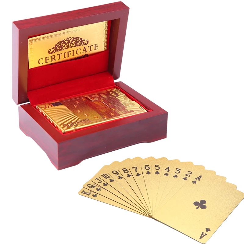 

Euro Style Playing Cards Packing Gift Wooden Box Waterproof Plastic Playing Cards Durable Creative Plastic Poker Cards Game