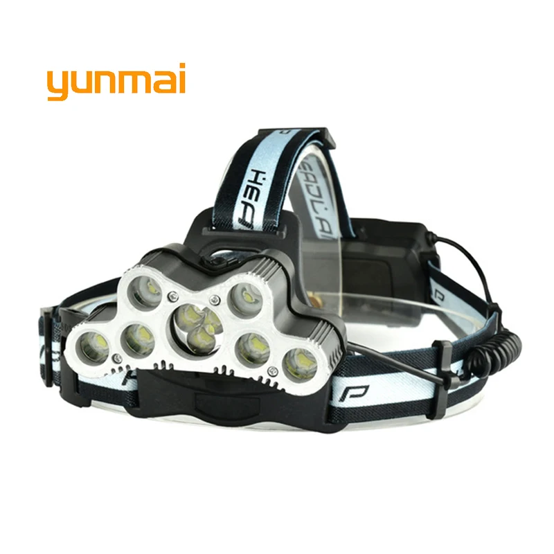 Ультраяркий светодиодный налобный фонарь yunmai 7 * Новый xml t6 + 2 Q5 USB налсветильник
