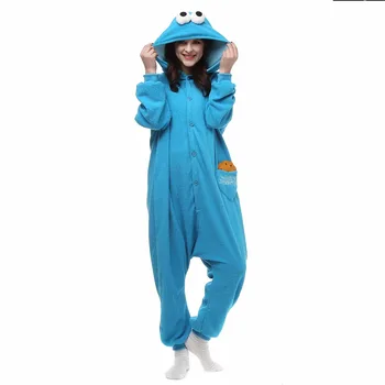 

Christmas Halloween Birthday Gift Sesame Street Cookie Fleece Onesie Homewear Hoodie Pajamas Sleepwear Robe For Adults