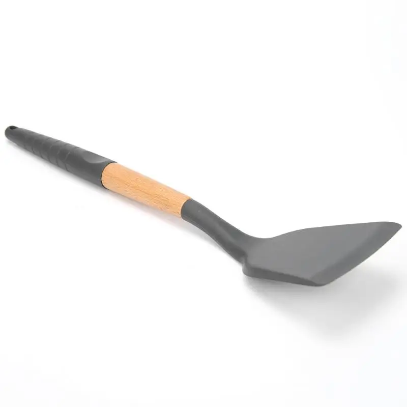5 шт. силиконовые кухонные инструменты кухонные наборы ложка для супа лопатка антипригарная лопата с деревянной ручкой специальный термостойкий дизайн