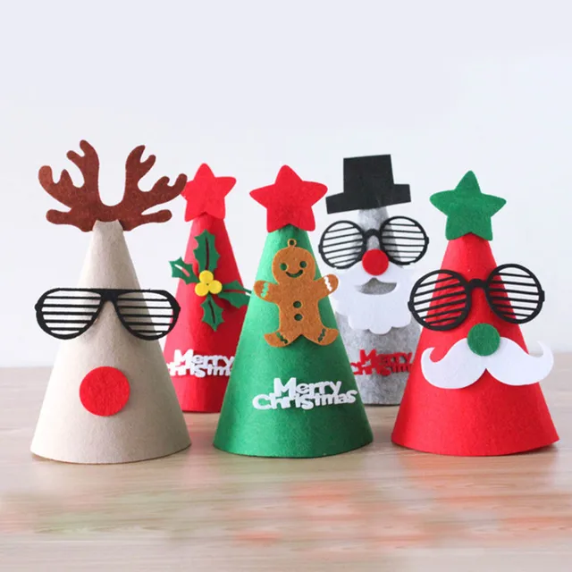 Lovely Christmas Party Hat Ideas Part - 11: DIY Merry Christmas Hat Felt Santa Cap Santa Claus/Snowman Christmas Shape For Kids Adults