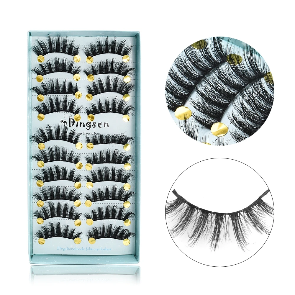

10 Pairs 3D Soft Faux Mink Hair False Eyelashes Natural Messy Eyelash Crisscross Wispy Fluffy Lashes Extension Eye Makeup Tools