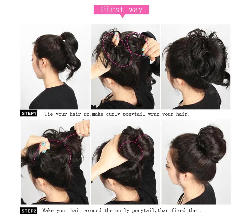 2pcs Synthetic Hair Bun Elastic Plait Hairband Curl Synthetic Hair