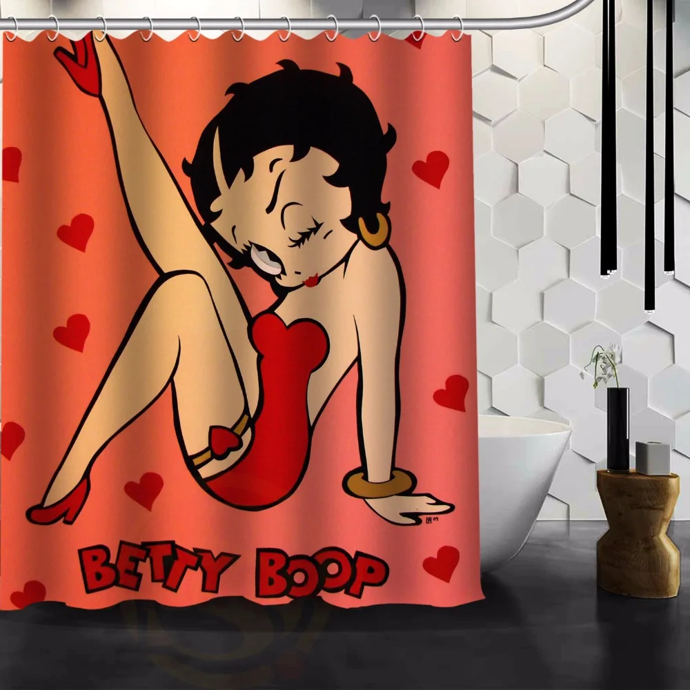 Домашний декор Betty Boop для девочек ткань современная занавеска для душа Ванная комната Водонепроницаемый 6" x 72"