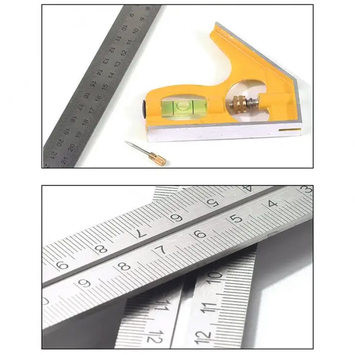 Высокая 30 см комбинироанная рейсшина Нержавеющая сталь квадратный транспортир измерительный инструмент LG66