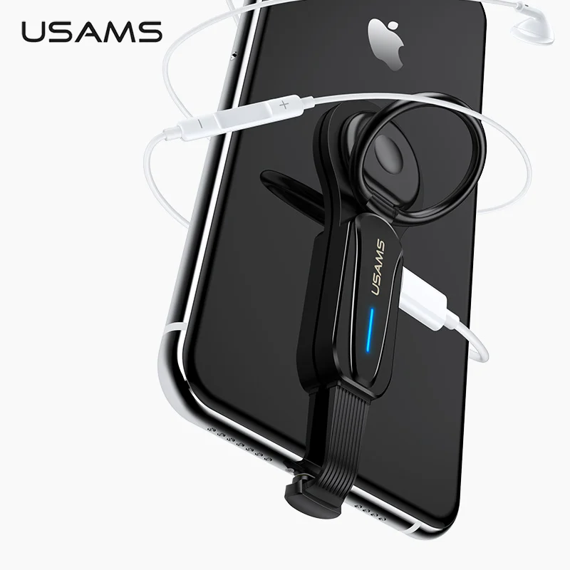 USAMS двойное освещение кольцо держатель адаптер с светодиодный свет аудио и зарядное устройство вращающийся Телефон держатель Быстрая Зарядка адаптер для iPhone