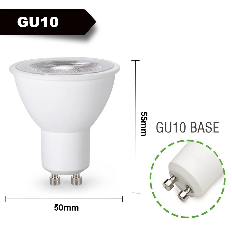 GU10 Светодиодная лампа с регулировкой без мерцания AC100-265V 5 Вт COB мощный прожектор повышенной яркости домашние потолочные вентиляторы заменить галогенные лампы 50 Вт