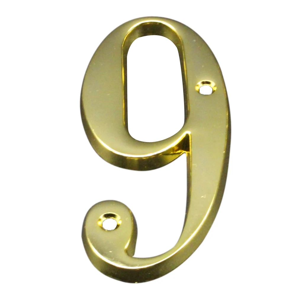 Yellow Golden House Number Big House Door Address Number Digits Aluminum Nail Fixed Big Hotel Office Door Address Sign #0-9