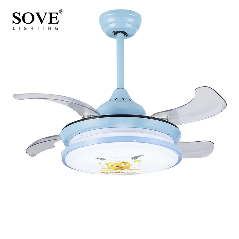 Modern Led Blue Children Ceiling Light Fan Folding Fans Modern Led Blue Children Ceiling Light Fan Folding Fans