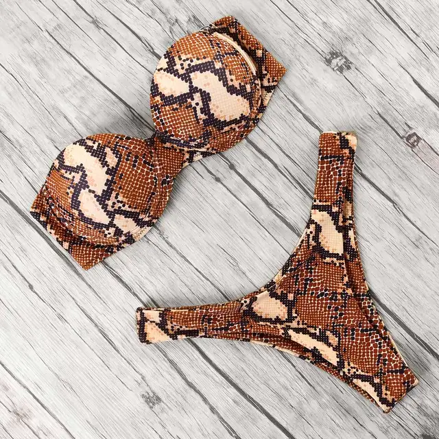 {Excellent|Wonderfull|Very Good|Very Recommended} animal print leopard bikini push up swimsuit sexy women bikini set 2019 brazilian thong bathing suit bandeau beach wear swimwear Special Price
