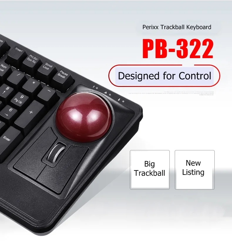 Все новые Perixx PERIBOARD-522 USB 7 цветов с подсветкой механическая клавиатура с 55 мм Большой трекбол для игр и офиса коричневая ось