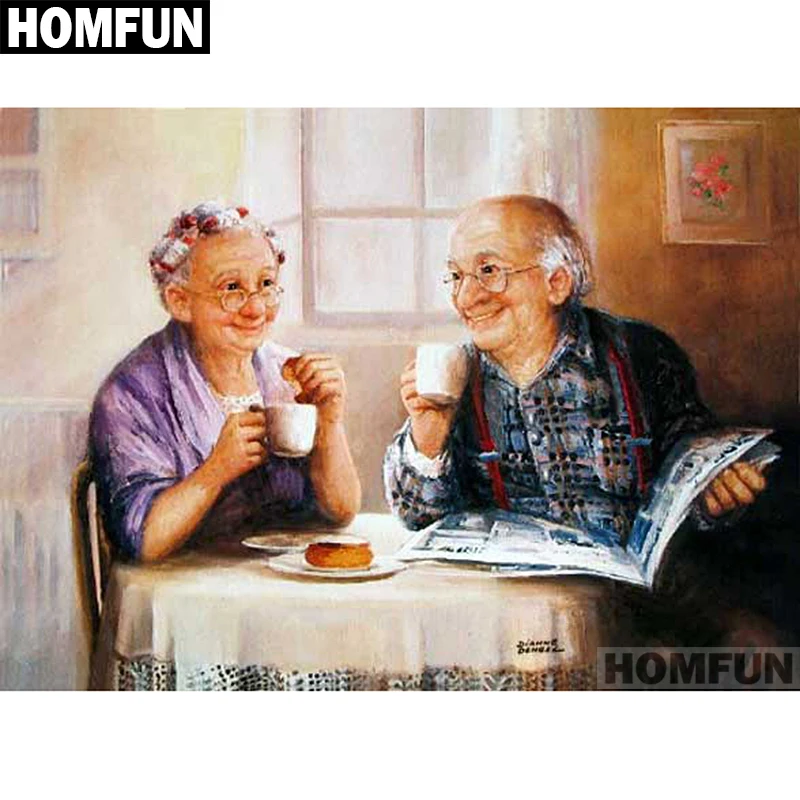 Алмазная 5D картина HOMFUN A01399 сделай сам вышивка крестиком пары пожилых