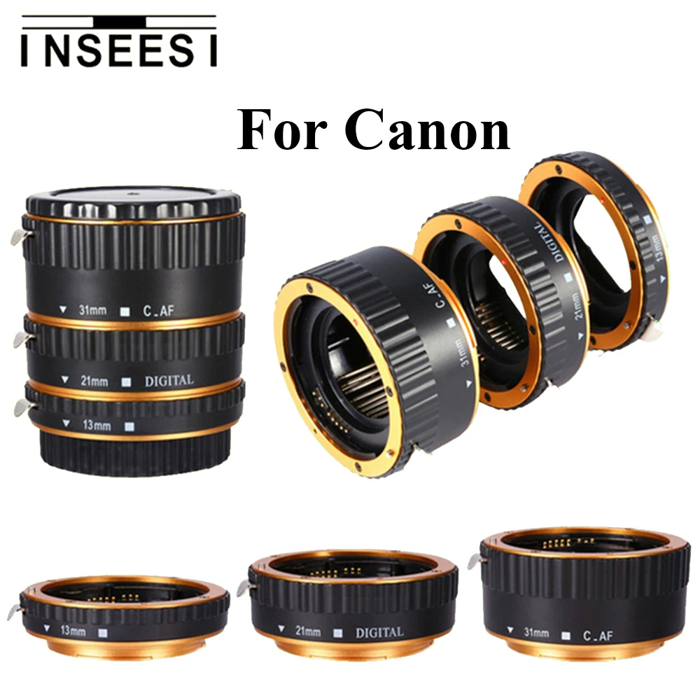 Gold Metal Mount Auto Focus AF Macro Extension Tube Ring for Kenko Canon EOS 1100D 700D 650D