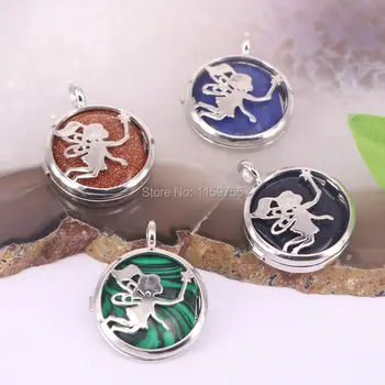 

10Pcs Fairy Butterfly Locket Pendants Natural Stone Silver Plated Reiki Charms European Fashion Jewelry for Women
