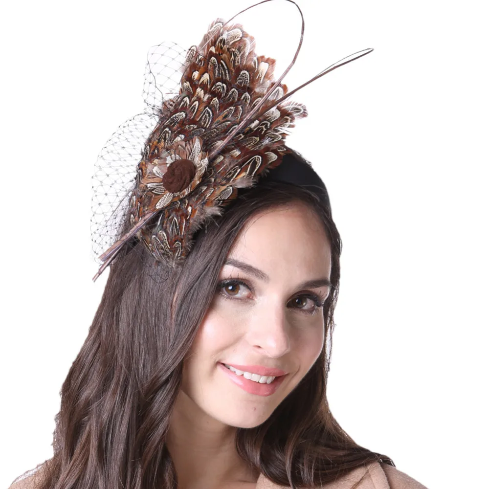 Free Shipping Women Fascinator Hats Party cocktail Feather Fascinator
