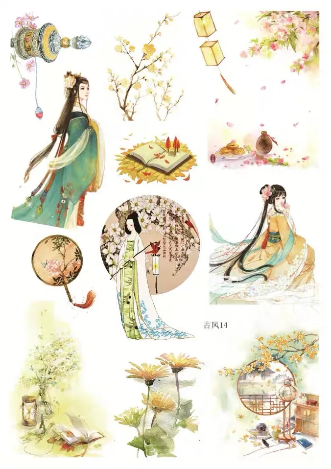 Китайский античный Декоративные Бумага пластик животного стикер с рисунком из мультфильма дневник бумажная наклейка для творчества стикеры подарок для детей школьные принадлежности memo s - Цвет: Оранжевый