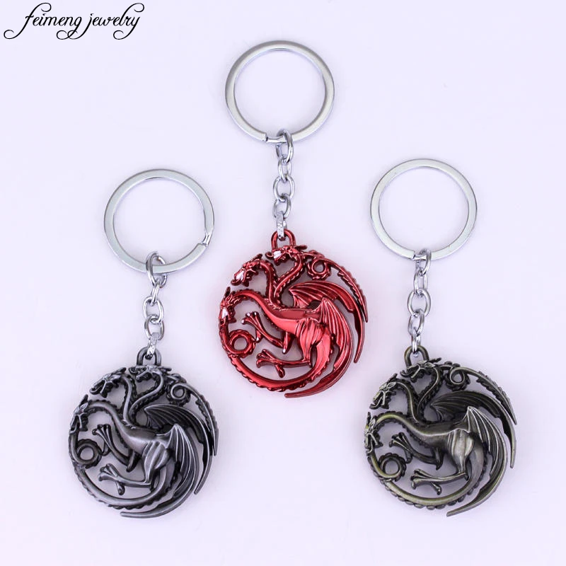 

Classic Movie Game Of Thrones KeyChain Song Of Ice And Fire Car Key Chain 17 Styles Fashion Metal Pendant Keyring For Fans