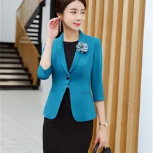 Весна Лето Формальные блейзеры для бизнес-леди костюмы с пиджаками пальто и платье для женщин офисные блейзеры наборы с поясом