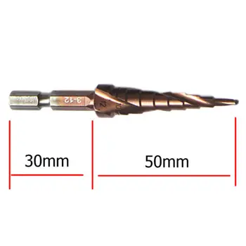 

New HSS-Co Cobalt Spiral Grooved Step Drill Bits 1/4" Hex Shank Wood Steel Aluminum Metal Cone Drilling 3-12mm Hole Saw M35
