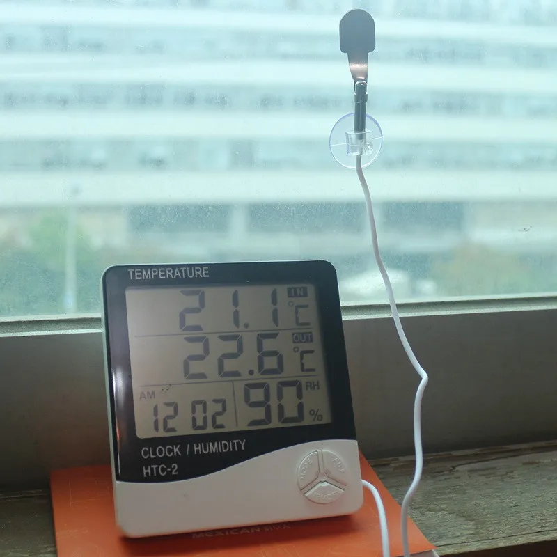 ЖК-дисплей Цифровой термометр гигрометр HTC-2 для помещений и улицы тестер температуры и влажности метеостанция с датчиком