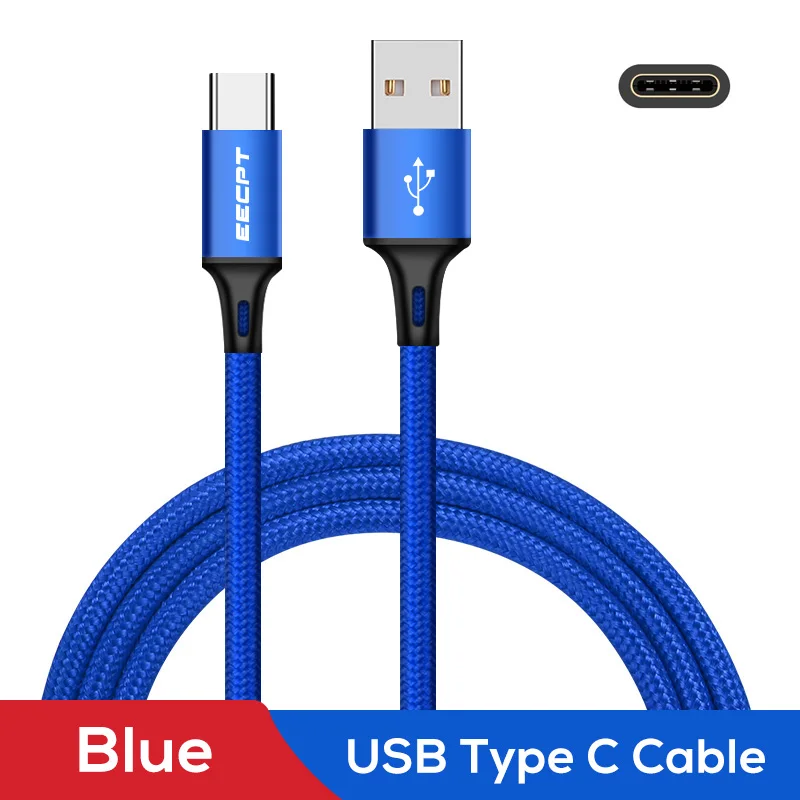 EECPT usb type-C кабель для huawei P20 Lite P30 провод для быстрого заряда type-C кабель зарядного устройства для samsung S9 Xiaomi Redmi Note 7 - Цвет: Blue