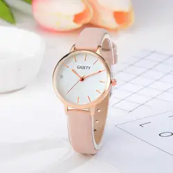 Для женщин кожаный ремешок аналоговые кварцевые круглые наручные часы Часы Montre Femme 2018 Luxe кварцевые наручные часы для женщин