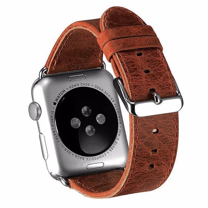 Ремешок из натуральной кожи для apple watch band apple watch 5 4 3 44 мм/40 мм 42 мм 38 мм crazy horse классическая металлическая застежка ремешок для часов