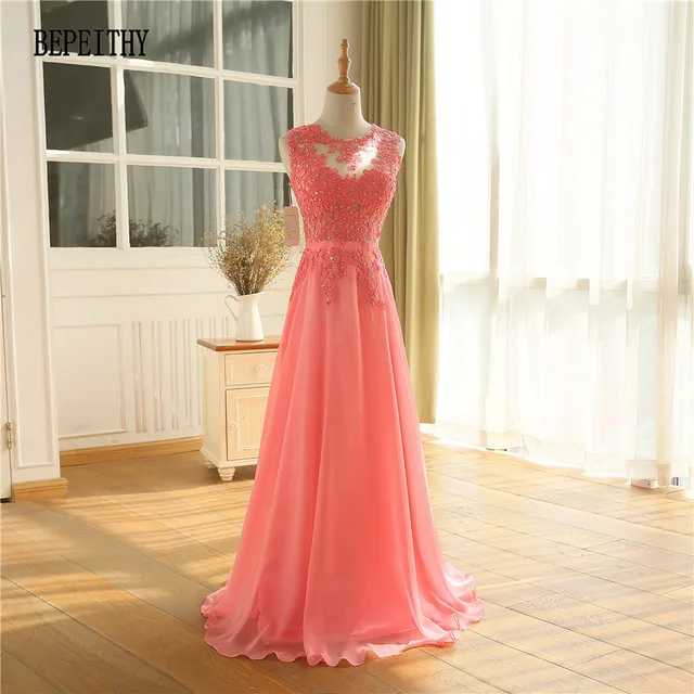 Watermelon Chiffon Prom Dress