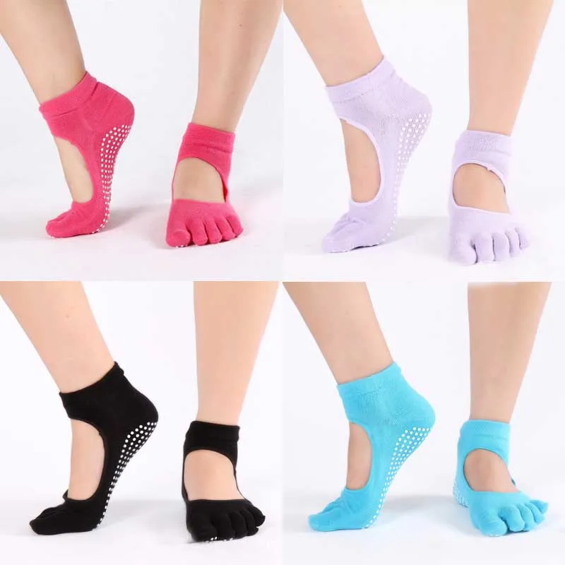 

[WPLOIKJD]New Half Toe Ankle Grip Short Backless Pilates Women Dance Socks Non Slip Toe Socks Full Grip Five Finger Meias