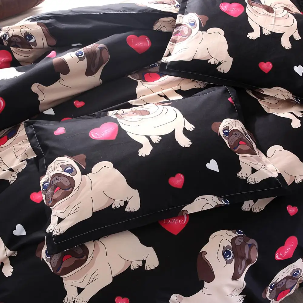 NEW microfiber bedding set customized bulldog print 3pcs duvet cover pillowcase quilt cover set