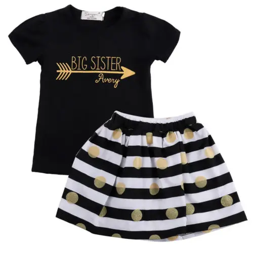 

Pudcoco 2017 Fashion Baby Kids Girls Summer Dress Tops T-Shirt Striped Skirt Outfits 2Pcs Clothing Set 2-7Y