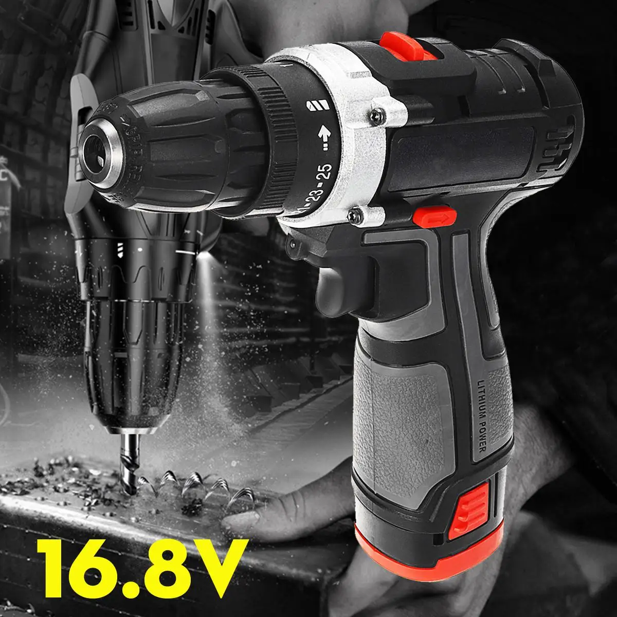 

16.8V 25+1 Torque Adjustment 2 Speed Electric Drill Cordless Screwdriver Lithium Battery Mini Cordless Screwdriver Power Tools